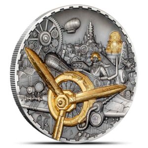 2025 3 oz Antique Cook Islands Silver Steampunk Aviation Coin