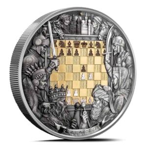 2025 3 oz Antique Niue Silver Kings Gambit Coin (Box + CoA, Gilded)
