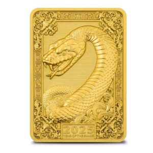 2025 5 oz Fiji Silver Snake Rectangular Coin (Box + CoA, Gilded)