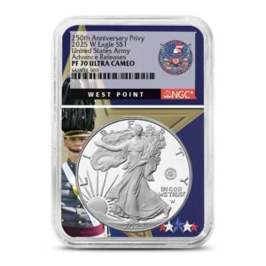2025-W 1 oz Proof Army Privy American Silver Eagle Coin NGC PF70 UCAM Advanced Release