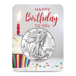2026 1 oz American Silver Eagle Coin (BU, Happy Birthday Cupcake Card)