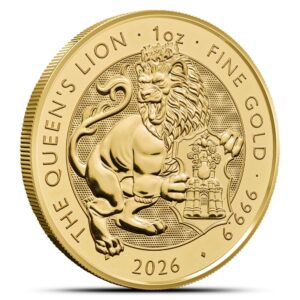 2026 1 oz British Gold Tudor Beasts Queen’s Lion Tube (10 Coins, BU)