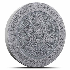 2026 2 oz Antique Cameroon Silver The Way to Valhalla Rollo of Normandy Coin (High Relief, Box + CoA)