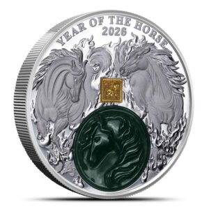 2026 2 oz Proof Burundi Silver With Jade Year of the Horse Coin (Box + CoA)