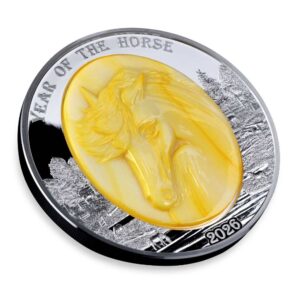 2026 5 oz Proof Solomon Islands Silver Mother of Pearl Year of the Horse Coin (Box + CoA)