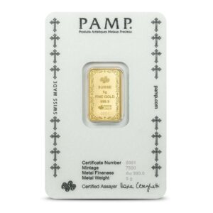 5 Gram PAMP Suisse Christian Cross Gold Bar (New w/ Assay)