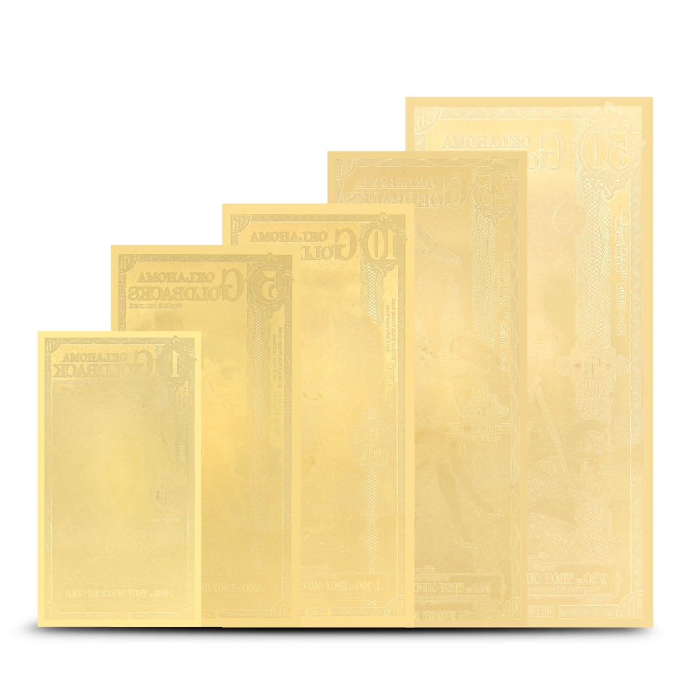 5 Piece Oklahoma Goldback Gold Note Set (Random Year, New) - Image 2