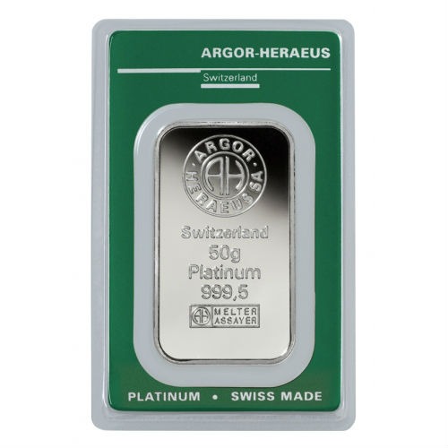 50 Gram Argor Heraeus Platinum Bar