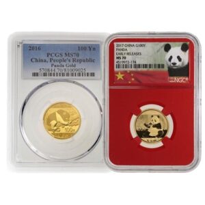8 Gram Chinese Gold Panda Coin MS70 (Random Year, Varied Label, PCGS or NGC)