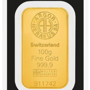 Buy 100g Argor-Heraeus Gold Bullion Minted Bar