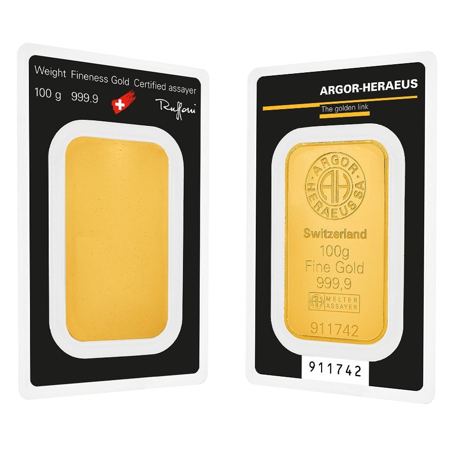 Buy 100 Gram Argor Heraeus Gold Ba