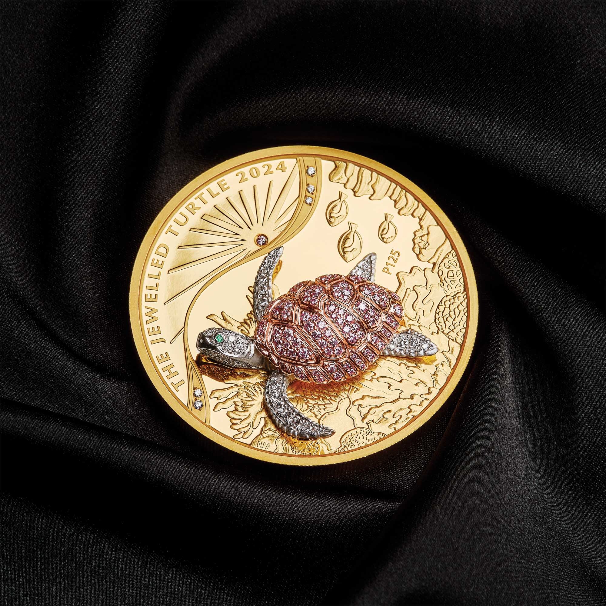 10 oz Proof Jewelled Turtle Gold Coi