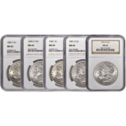 Morgan Silver Dollar 5-Coin Set NG