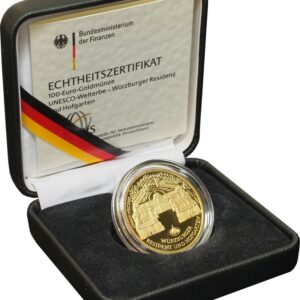 2010 Proof German 100 Euro Gold Coin UNESCO Welterbe Wurzburger Residenz und Hofgarten Boxed