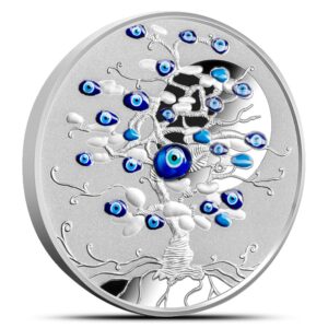 2025 1 oz Proof Colorized Niue Silver Tree of Luck Nazar Eye Coin (Box + CoA)