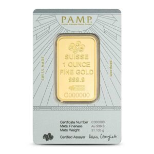 1 oz PAMP Suisse Gold Lady of Justice Bar (New w/Assay)