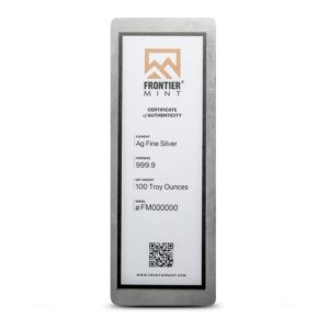 Buy 100 oz Frontier Mint Silver Bar (New w/ CoA)