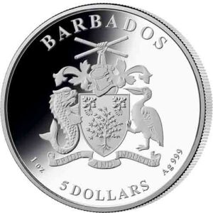 2022 1 oz Barbados Silver Double Portrait of the Queen Elizabeth II Coin (Proof-Like)