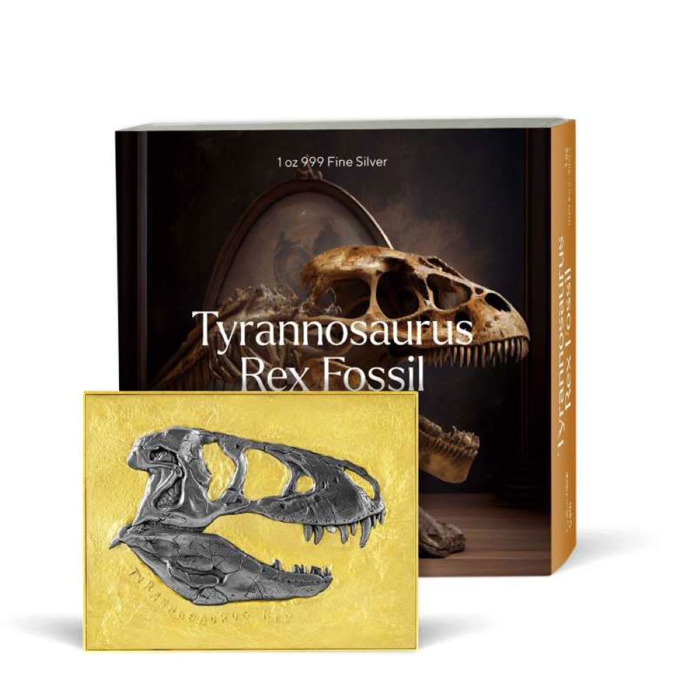 2023 15 oz Republic of Chad Bi-Metal Tyrannosaurus Rex Fossil Coin (Gilded, Box + CoA) - Image 3
