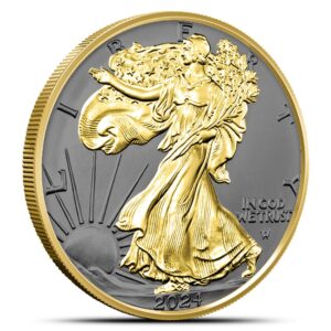 2024 1 oz American Silver Eagle Coin (Ruthenium, Gilded, In Capsule)