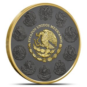 2024 1 oz Golden Ring Mexican Silver Libertad Coin (Ruthenium, Gilded, In Capsule)