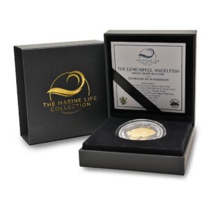 2024 1 oz Proof Pitcairn Islands Silver Lemonpeel Angelfish Coin (Gilded, Box + CoA)