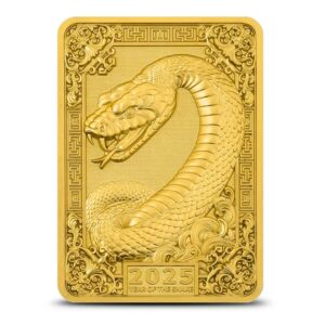 2025 1 oz Fiji Silver Snake Rectangular Coin (Box + CoA, Gilded)