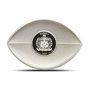 2025 2 oz Colorized Samoa Silver Football Shaped Coin (Box)