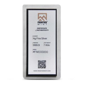 Buy 1 Kilo Frontier Mint Silver Bar (New w/ CoA)