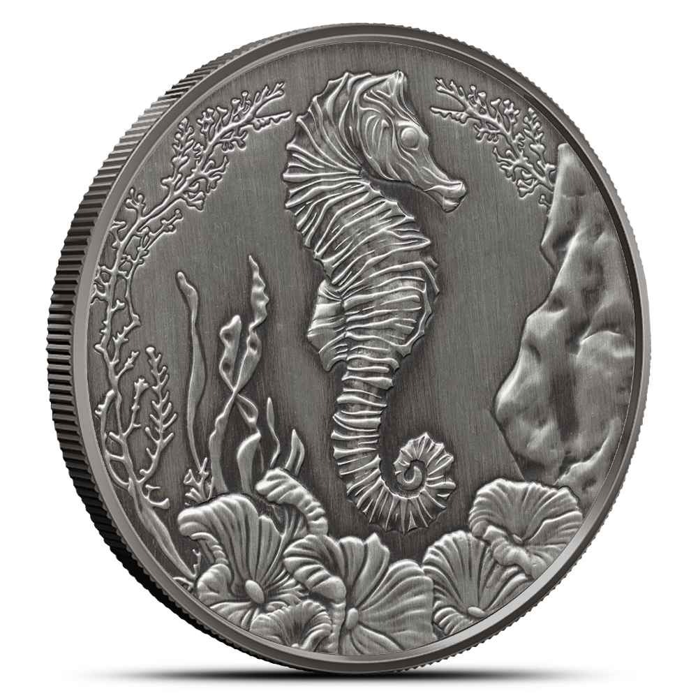 1 oz Antique Samoa Silver Seahorse
