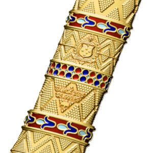 2025 2 oz Colorized Samoa Silver King Tutankhamun’s Dagger Shaped Coin (Gilded)